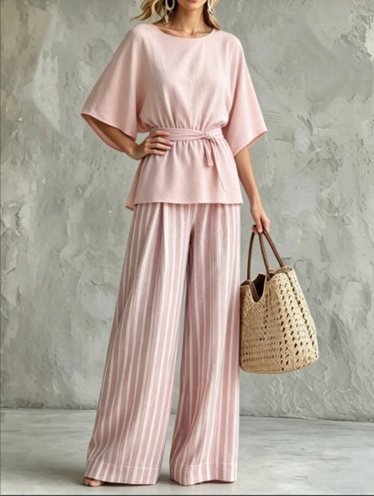 Ensemble Rose Rayé